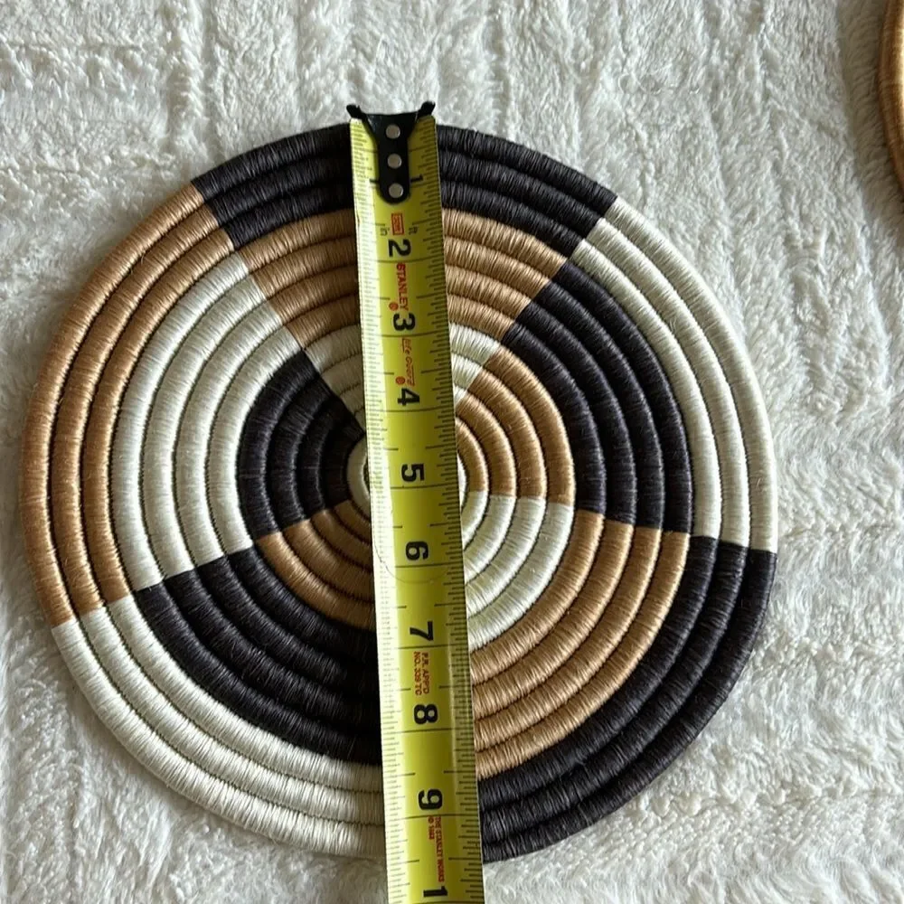 Set of 3 Round‎ African handwoven Binga wall decor plates